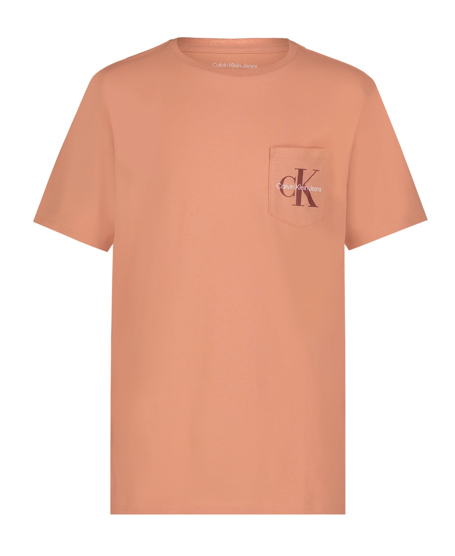 Calvin Klein Boys' Short Sleeve Pocket Logo Crew Neck T-Shirt, Soft, Comfortable, Relaxed Fit